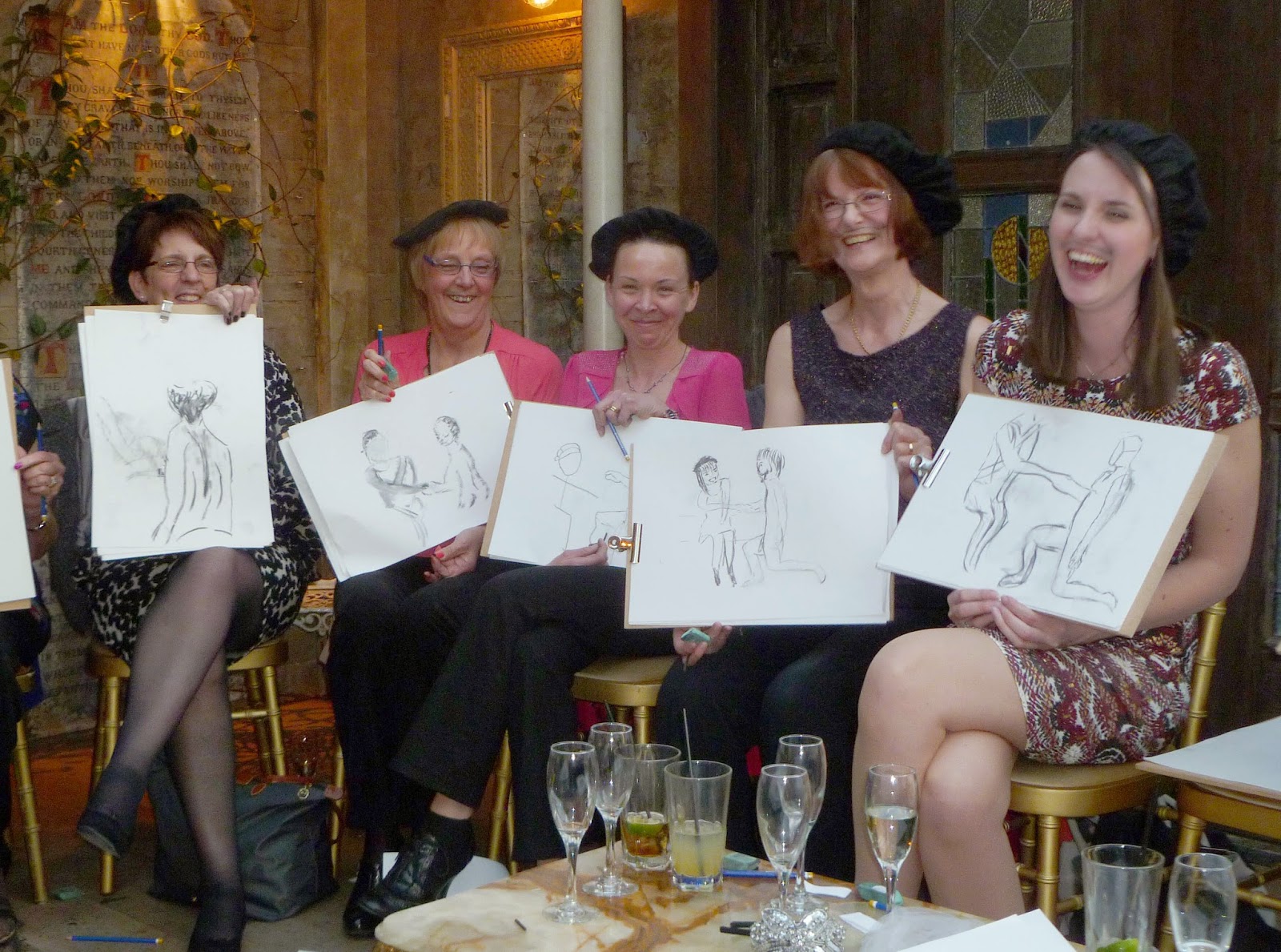 David Tennant poses for a hen life drawing party! 